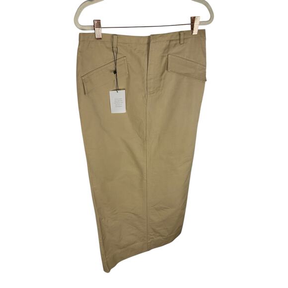 LPA Clara Maxi Skirt Cotton Utility Chic Modern Casual Minimalist Khaki Size S - Picture 4 of 10
